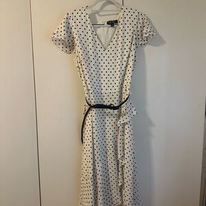 Ralph Lauren White and Blue Asymmetrical Midi Sundress